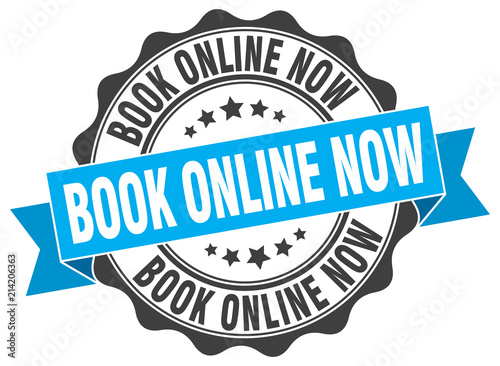 book online now stamp. sign. seal