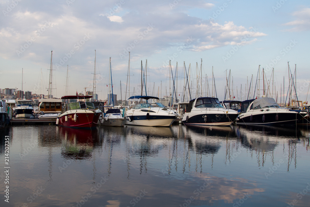 wharf and yacths in Pendik marina in İstanbul