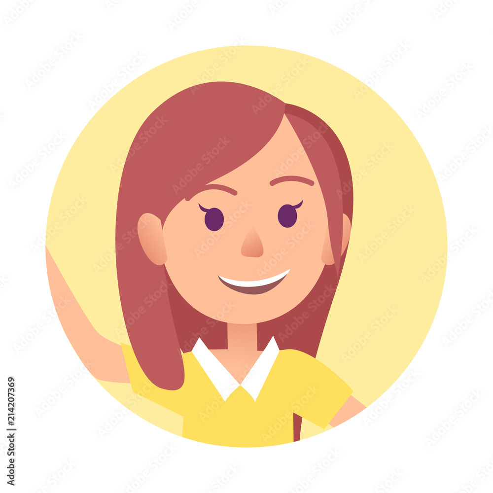 Portrait of Brunette Joyful Woman Closeup Icon