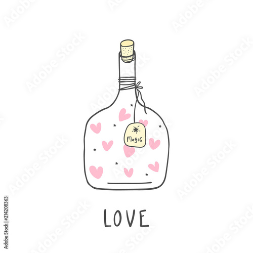 Glass bottle with hearts
