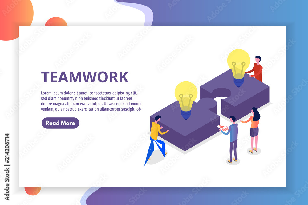 Teamwork concept isometric, people working together, business team solution. Vector illustration. Teamwork concept isometric, people working together, business team solution. Vector illustration.