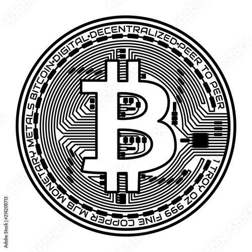 Bitcoin coin on white background. Vector illustration