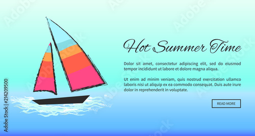 Lovely Summer Poster Depicting Boat at Sea