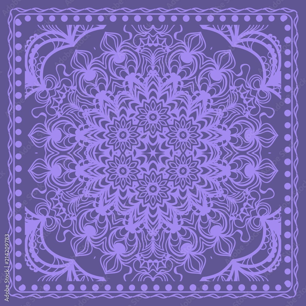 Decorative Geometric Pattern With Round Ornament in Ethnic Style. Abstract Floral Mandala Art. vector illustration.