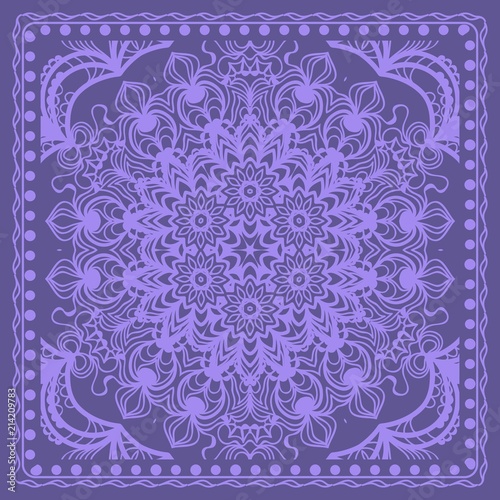 Decorative Geometric Pattern With Round Ornament in Ethnic Style. Abstract Floral Mandala Art. vector illustration.