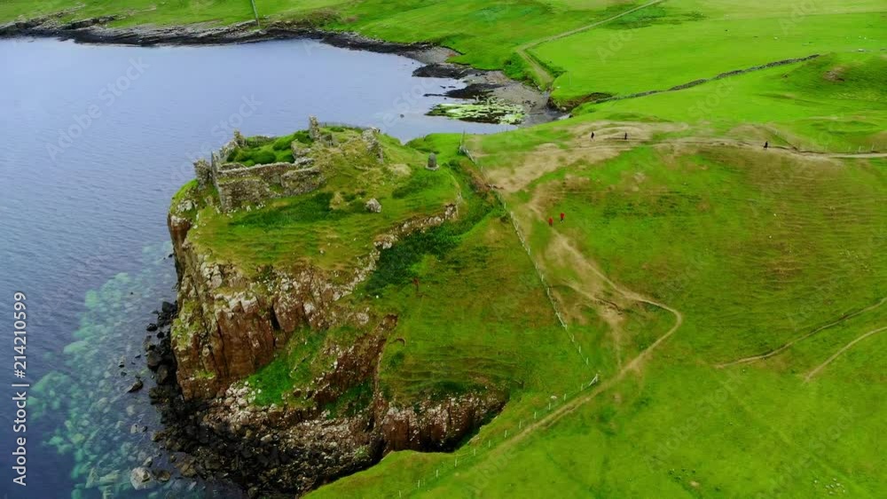 The ruins of Duntulm Castle on the Isle of Skye - aerial drone footage The ruins of Duntulm Castle on the Isle of Skye - aerial drone footage