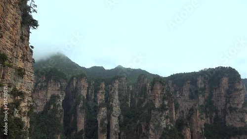 Zhangjiajie view from the Bailong Elevator during the rising. Wulingyuan, Hunan, China