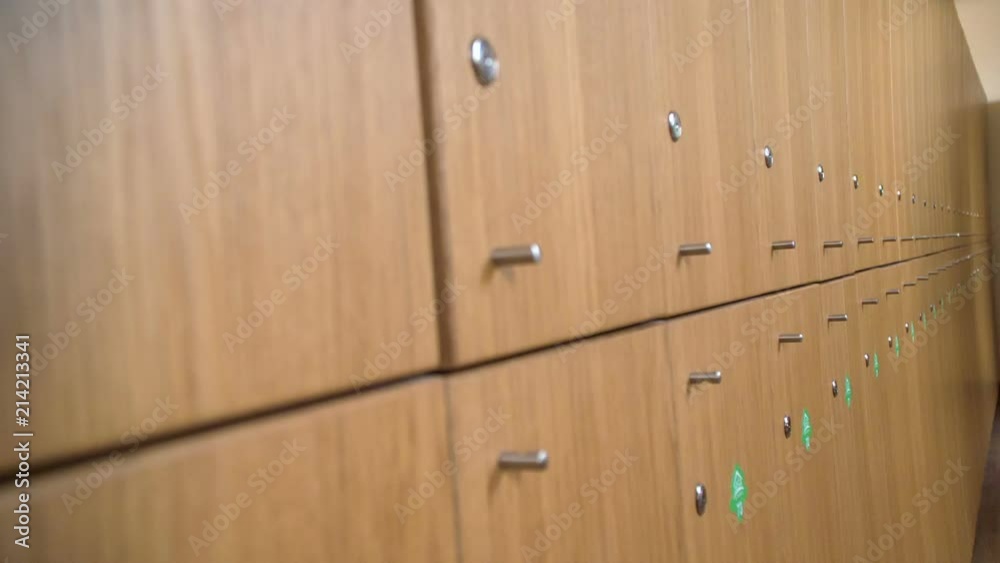 Closed lockers in the gym's wardrobe. Closed lockers in the gym's wardrobe.