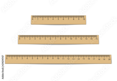 Realistic ruler set isolated on white background. Vector illustration.