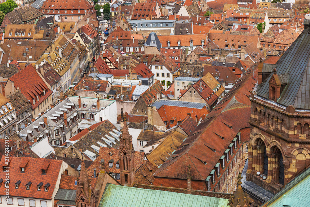 .Panoramic view from the cathedral of Strasbourg. Alsace. France.
