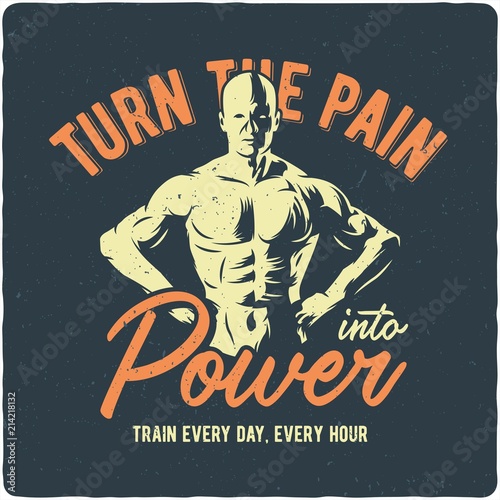 Fit theme t-shirt or poster design with illusrtation of mighty men