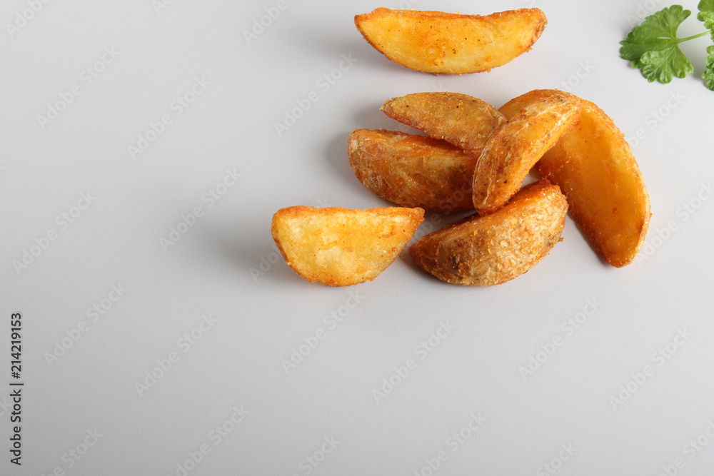 country slices potatoes on white background country slices potatoes on white background