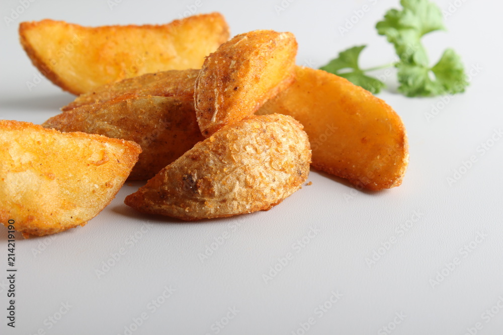 country slices potatoes on white background country slices potatoes on white background