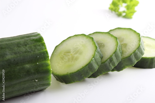 chop the cucumber on a white background