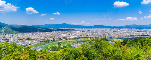 嵐山から眺める京都の町並みと東山