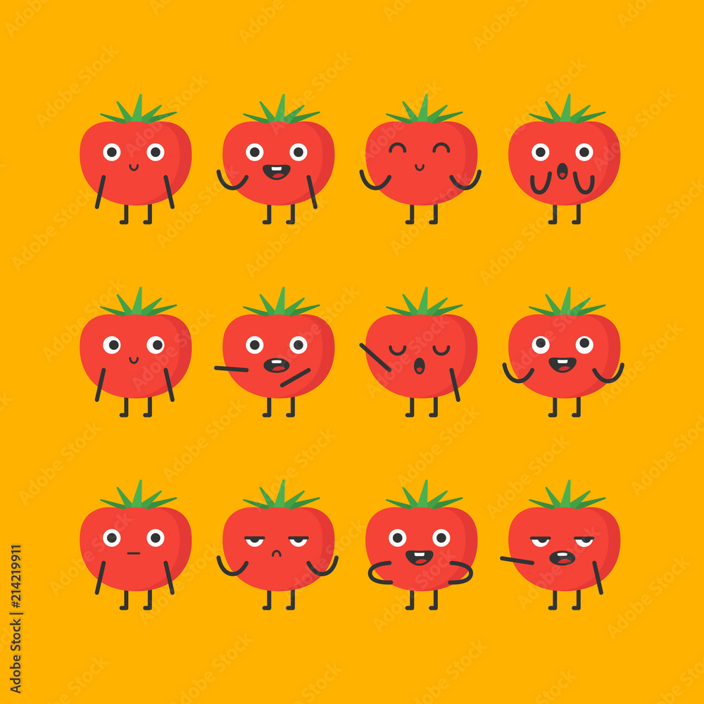 Obraz premium Tomato character set different options and emotions
