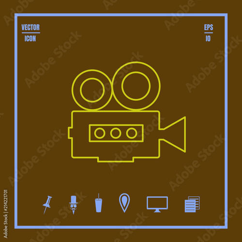 Vintage movie camera line vector Icon photo