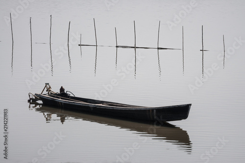 Fish boat on the Taung Tha Man Lake in Mandalay, Myanmar