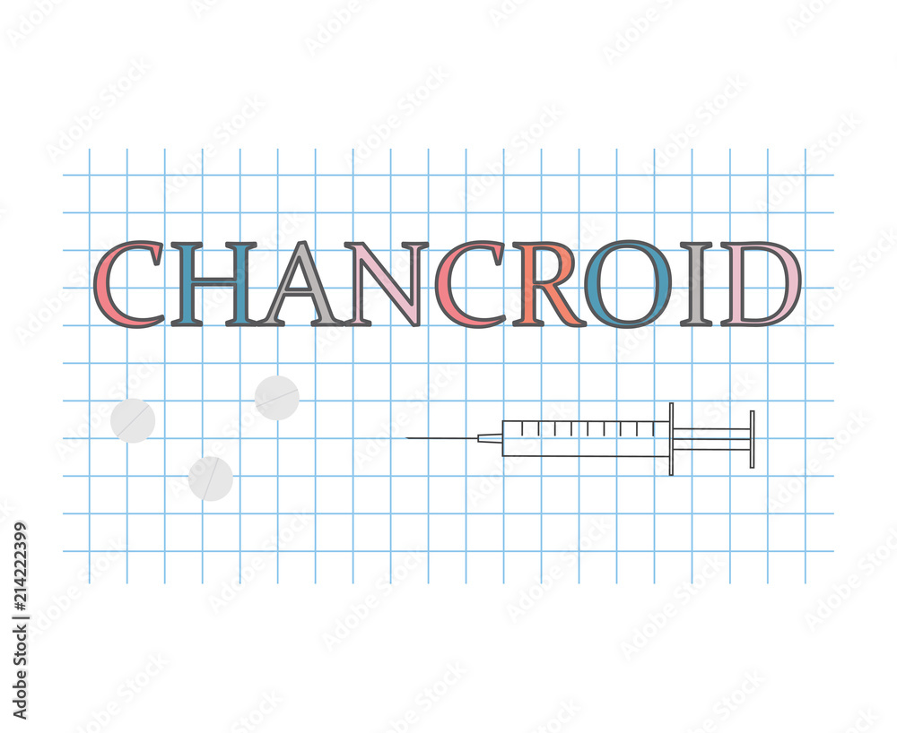 Chancroid word on checkered paper sheet- vector illustration