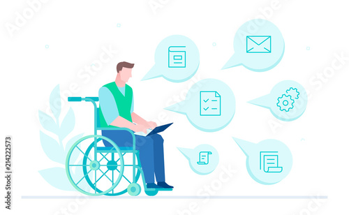 Disabled worker - flat design style illustration