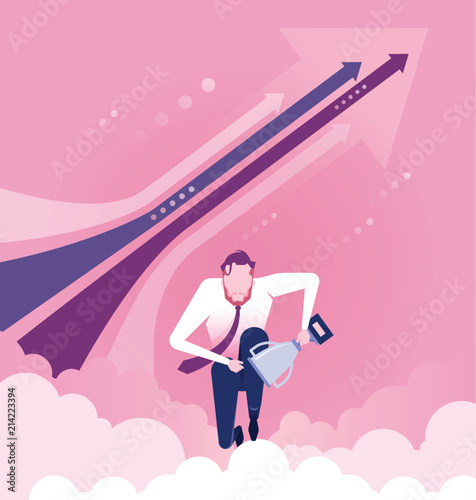 Run competition - Businessman holding winning trophy. business concept.