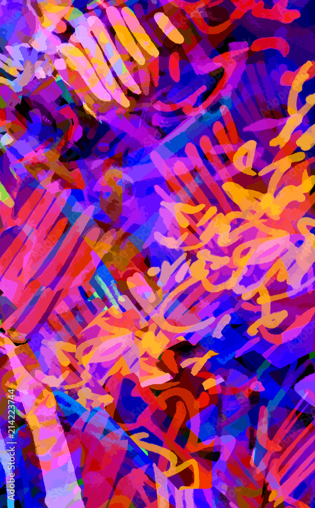 multicolored neon background of strokes, scribbles