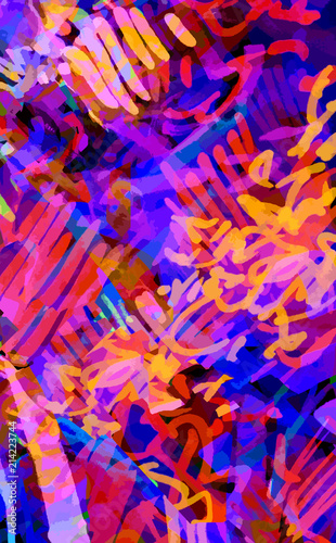 multicolored neon background of strokes, scribbles