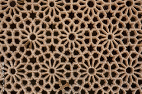Texture of stone grating at Red Fort in Agra  India. Texture