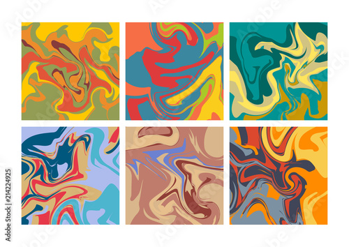 Vector set of marble colorful textures.