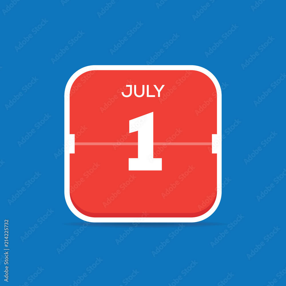Fototapeta premium July 1 Calendar Flat Icon