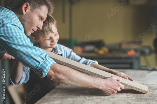 Father and son in the workshop