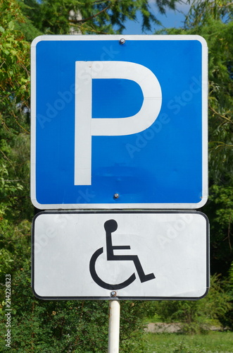 Road sign " Parking for disabled"