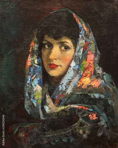 Fototapeta Naklejka Na Ścianę i Meble -  oil painting, portrait, handmade