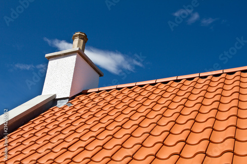 House roof with new tiles. Tile roof