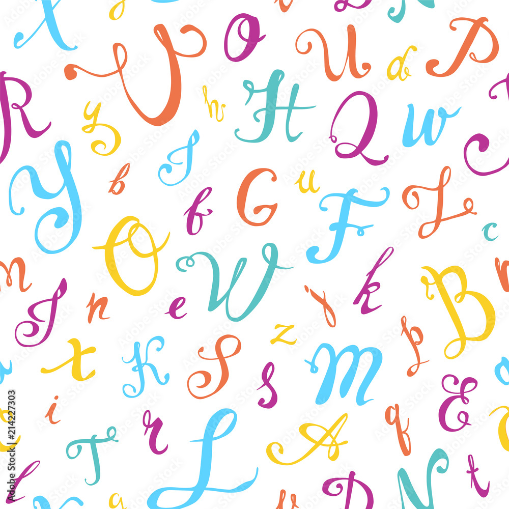 Seamless pattern. Hand written calligraphic letters