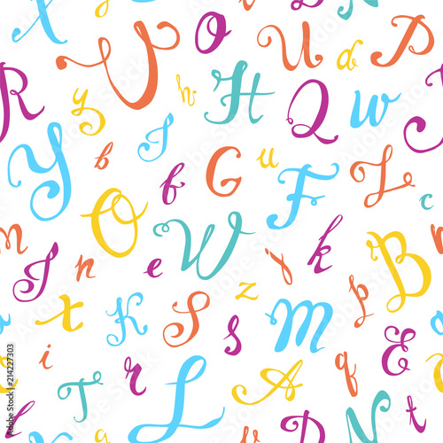 Seamless pattern. Hand written calligraphic letters © Crazy nook