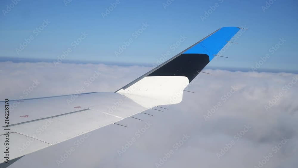 Aerial view of the plane wing with Estonian flag. Aerial view of the plane wing with Estonian flag.