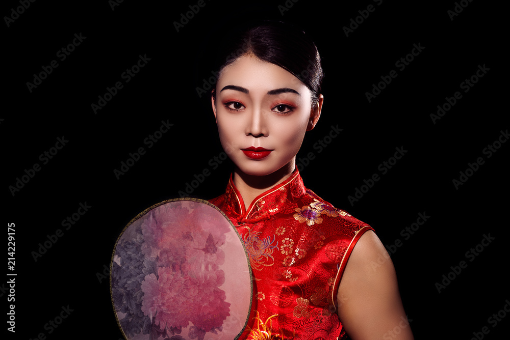 Naklejka premium woman in red dress