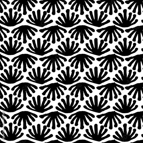 Vector seamless floral tile black and white pattern for wrapping, craft, textile, fabric