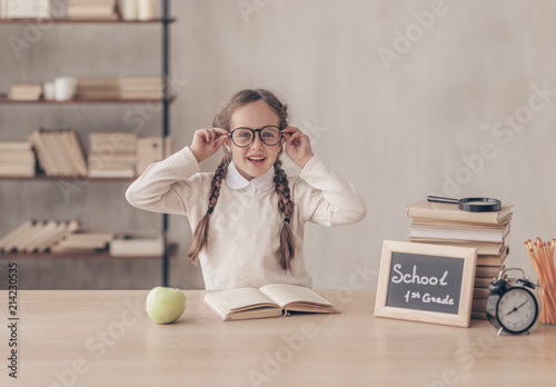 Schoolgirl with eyeglasses