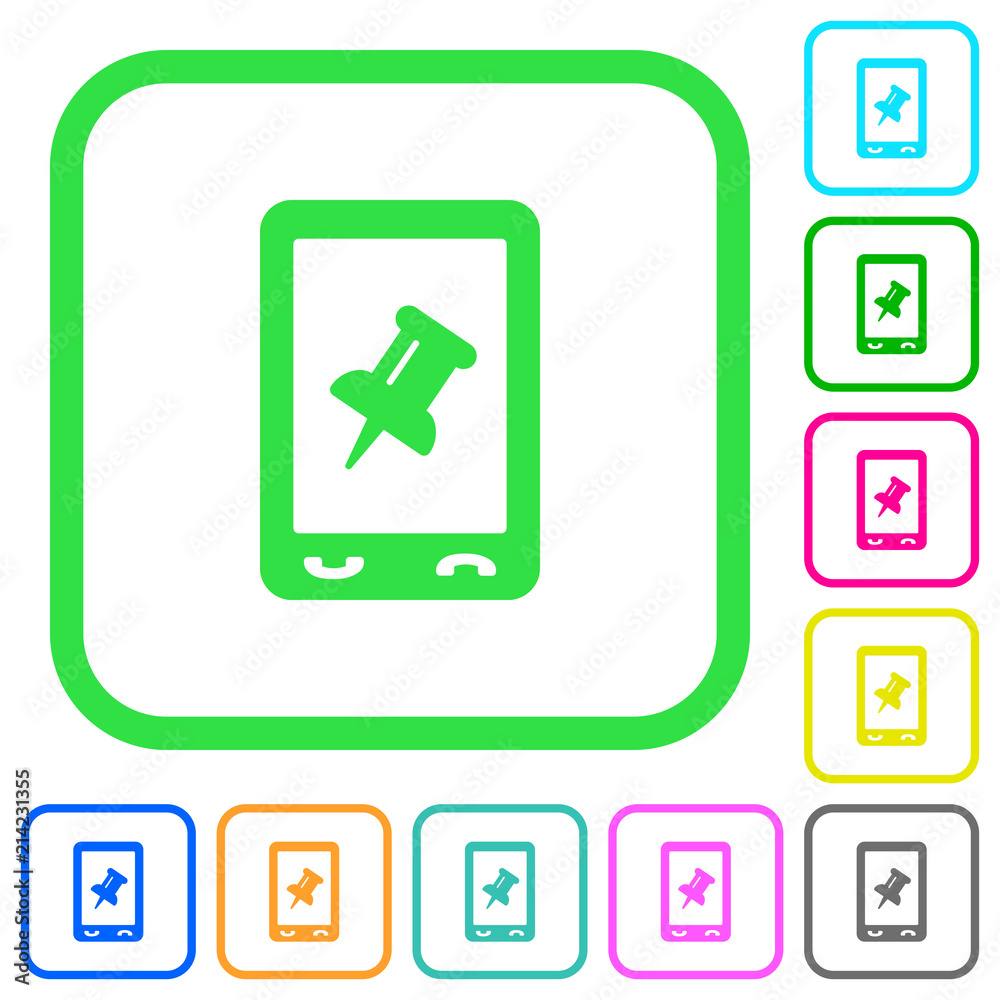Mobile pin data vivid colored flat icons Mobile pin data vivid colored flat icons