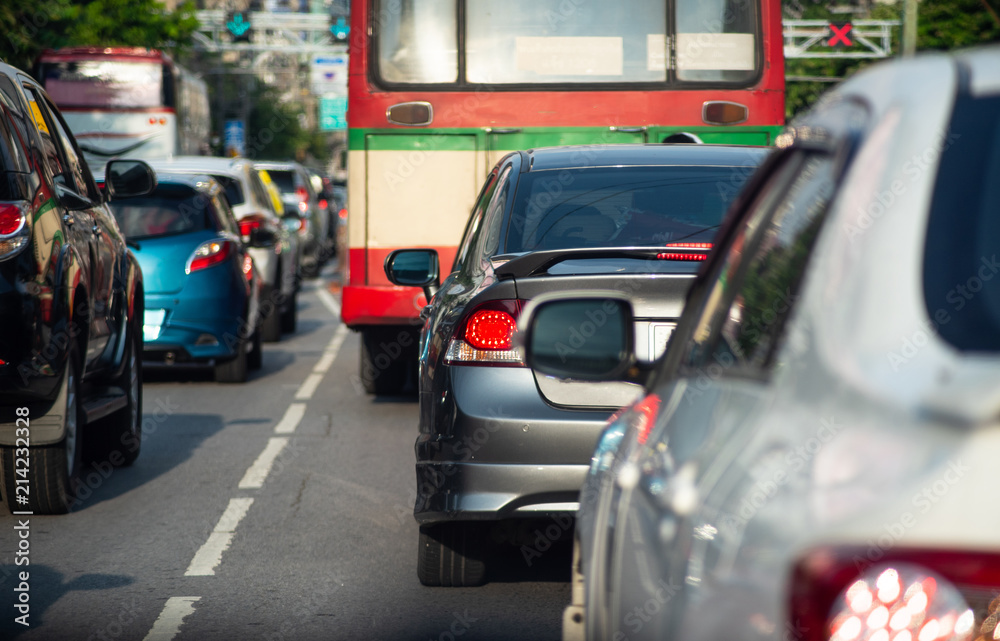 Cars on highway in traffic jam