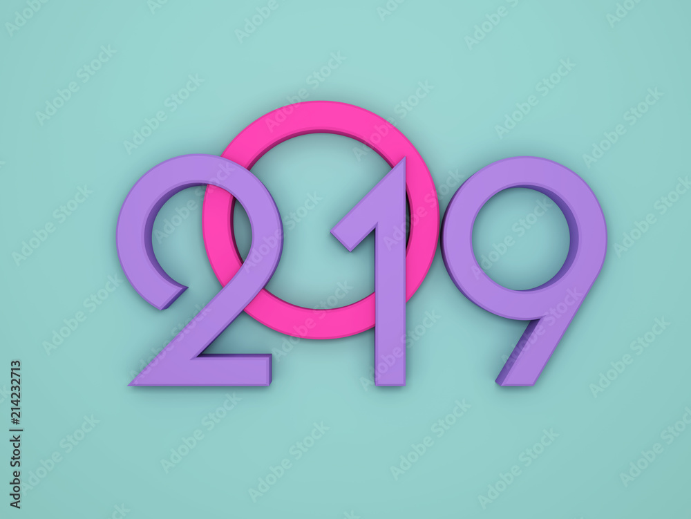     New Year 2019 Creative Design Concept - 3D Rendered Image 