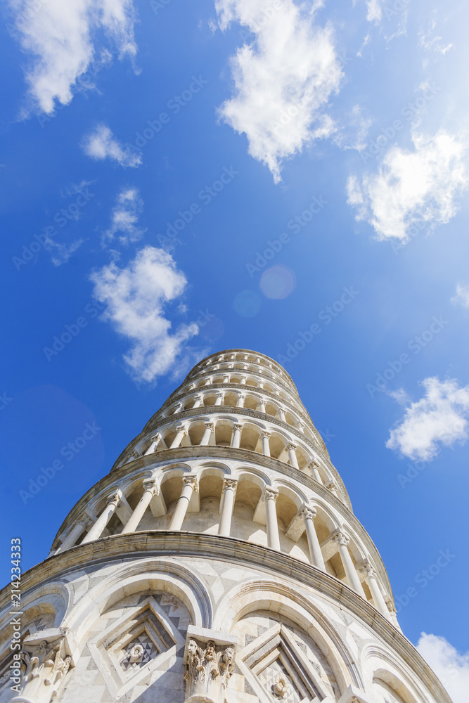 Pisa tower. Blue sky background.