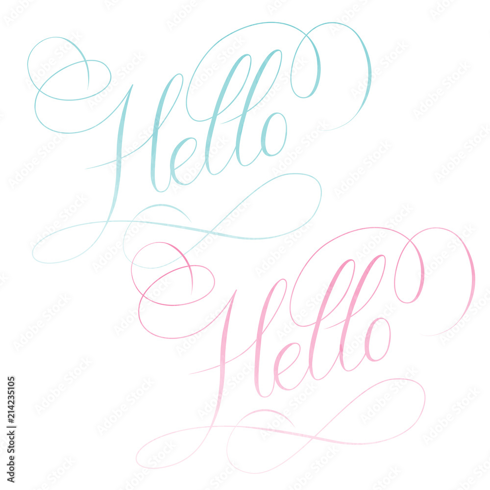 Hello text calligraphy with flourish elements  vector 
