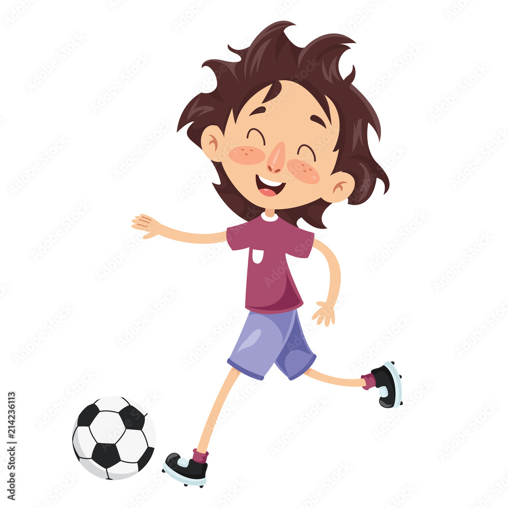 Vector Illustration Of Kid Playing Football Vector Illustration Of Kid Playing Football