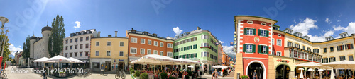 Fototapeta Naklejka Na Ścianę i Meble -  LIENZ, AUSTRIA - JULY 13, 2017: Panoramic view of city main square. The city is a major attraction in Tyrol area