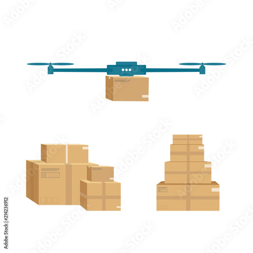 Logistics and delivery icon service of helicopter with package  isolated on white background.