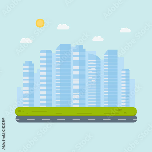 Modern urban landscape with skyscrapers