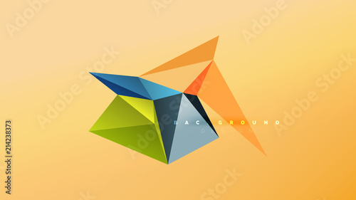 Abstract background - geometric origami style shape composition, triangular low poly design concept. Colorful trendy minimalistic illustration